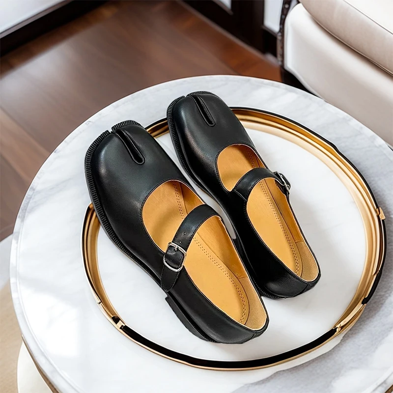 UNITYPUREMAX™ Women's Genuine Cowhide Leather Square Toe Tabi Mary Jane Flats | Elegant Split-Toe Ballet Shoes 2 UNITYPUREMAX™ Women's Genuine Cowhide Leather Square Toe Tabi Mary Jane Flats | Elegant Split-Toe Ballet Shoes 2