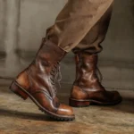 UNITYPUREMAX™ Men's Retro Genuine Cow Leather Brogue Cap-Toe Lace-Up Heritage Boots | Waterproof Mid-Calf Boots 4