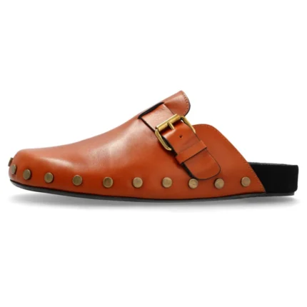 UNITYPUREMAX™ Women’s Studded Leather Mule Clogs – Adjustable Buckle Strap Cork Slip-On Flats 1