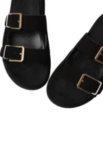 UNITYPUREMAX™ Handmade Leather Slide Slippers | Women's Genuine Cowhide Suede Double Buckle Slide Sandals 7