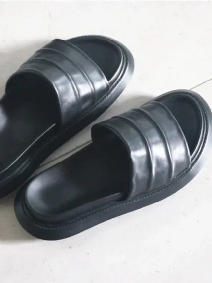 UNITYPUREMAX™ Men's Genuine Cowhide Leather Platform Slide Slippers 1