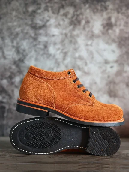 UNITYPUREMAX™ Men’s Handmade Genuine Cow Suede Short Ankle Boots | Lace-Up Round Toe Casual Boots 4