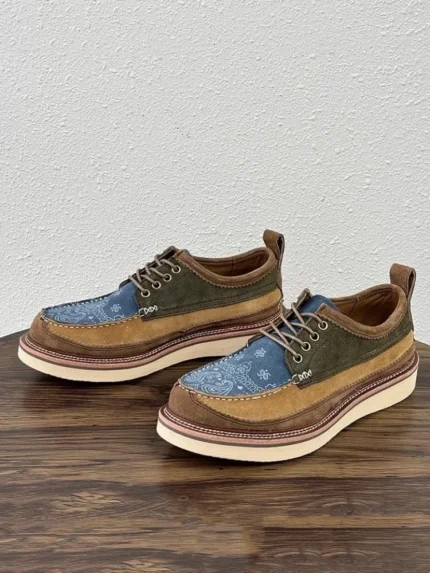 UNITYPUREMAX™ Men's Vintage Cow Suede Patchwork Derby Shoes – Platform Lace-Up Casual Shoes 1