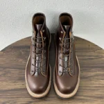 UNITYPUREMAX™ Men’s High-Top Leather Ankle Boots – Handmade Genuine Cowhide Oil-Waxed Leather Work-Style Utility Boots 7