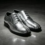 UNITYPUREMAX™ Men's Silver Cracked Metallic Leather Tabi Oxford Shoes – Split Toe Lace-Up Dress Shoes 6