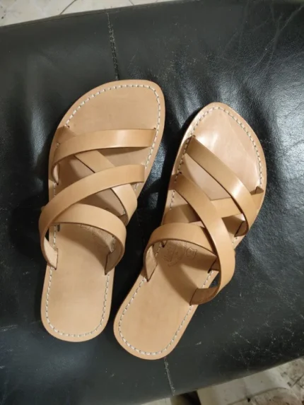 UNITYPUREMAX™ Men's Handmade Genuine Cowhide Leather Gladiator Slide Slippers 1