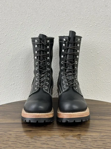 UNITYPUREMAX™ Men’s Hard-Wearing High-Top Leather Ankle Boots – Handcrafted Genuine Leather Lace-Up Motorcycle Boots 1