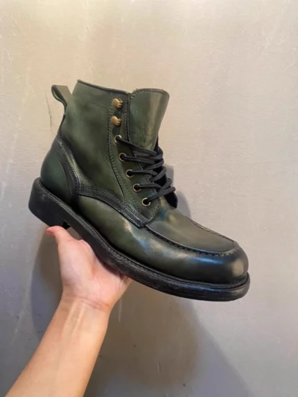 UNITYPUREMAX™ Men's Handcrafted Genuine Cow Leather Boots – Retro Lace-Up Work-Style Ankle Boots 1
