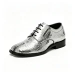 UNITYPUREMAX™ Men's Silver Cracked Metallic Leather Tabi Oxford Shoes – Split Toe Lace-Up Dress Shoes 3