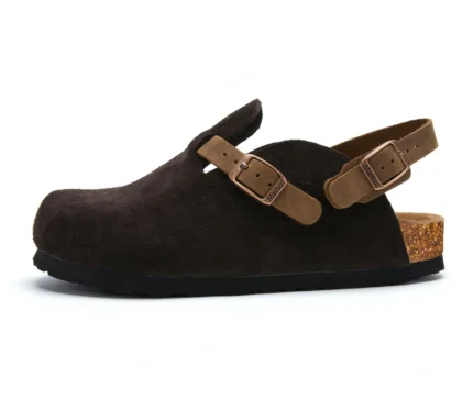 UNITYPUREMAX™ Women’s Cow Suede Buckle Clogs – Retro Closed-Toe Cork Mules with Arch Support 1