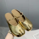 UNITYPUREMAX™ Women's Genuine Leather Tabi Mary Jane Mules | Split-Toe Summer Slip-On Flats 1