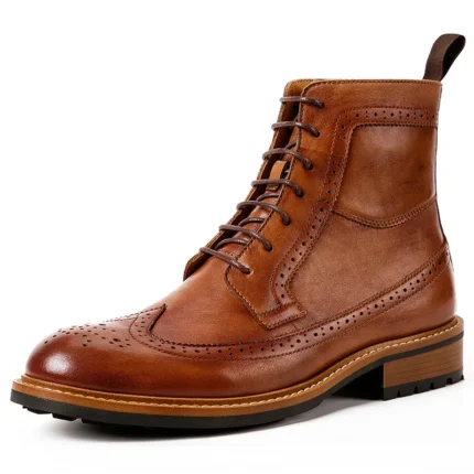 UNITYPUREMAX™ Men's Genuine Leather Handmade Ankle Boots – Lace-Up British Style Motorcycle Boots 1