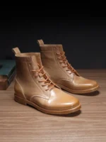 UNITYPUREMAX™ Men's Handcrafted Genuine Horseskin Leather Ankle Boots – British Style Lace-Up Motorcycle Boots 4