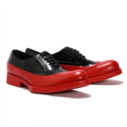 UNITYPUREMAX™ Men's Genuine Cowhide Leather Oxford Shoes – Red & Black Lace-Up Formal Dress Shoes 7