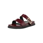 UNITYPUREMAX™ Women's Genuine Leather Double Strap Slide Sandals – Metal Buckle Flat Slippers 3