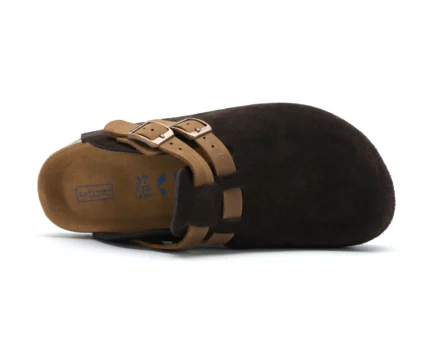 UNITYPUREMAX™ Women’s Cow Suede Buckle Clogs – Retro Closed-Toe Cork Mules with Arch Support 2