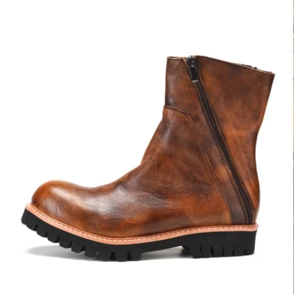 UNITYPUREMAX™ Men's Handmade Retro Genuine Leather Side Zip Heritage Boots | Vintage Leather Ankle Boots 1