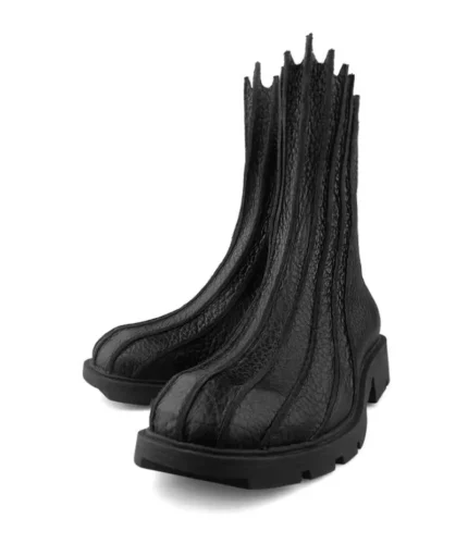 UNITYPUREMAX™ Men's Genuine Leather Black Mid-Heel Zipper Ankle Boots – Handmade Round Toe Motorcycle Boots 8
