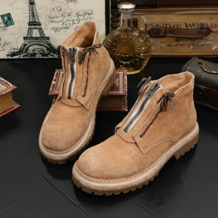 UNITYPUREMAX™ Men’s Genuine Horse Leather Ankle Boots | Handcrafted Retro Zipper Boots 2