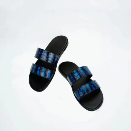 Men's Genuine Crocodile Skin Leather Double Strap Slide Slippers - UNITYPUREMAX™ 2