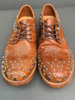 UNITYPUREMAX™ Men’s Genuine Horsehide Leather Derby Shoes – Handcrafted Punk Rivet Lace-Up Dress Shoes 3