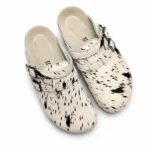 UNITYPUREMAX™ Women’s Genuine Horsehair Leather Clogs – Handcrafted Buckle Slip-On Cork Mules