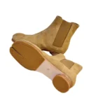 UNITYPUREMAX™ Women’s Genuine Leather Split-Toe Ankle Boots – Khaki Slip-On Chelsea-Style Boots 5