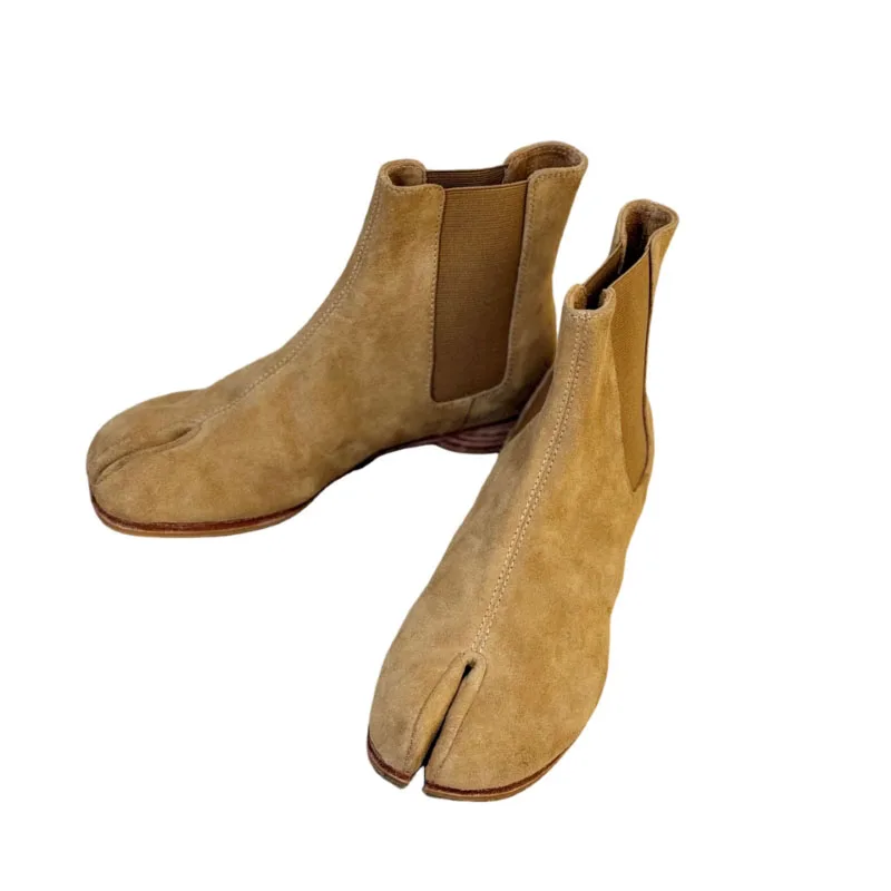 UNITYPUREMAX™ Women’s Genuine Leather Split-Toe Ankle Boots – Khaki Slip-On Chelsea-Style Boots 1 UNITYPUREMAX™ Women’s Genuine Leather Split-Toe Ankle Boots – Khaki Slip-On Chelsea-Style Boots 1