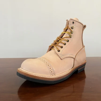 UNITYPUREMAX™ Men's Genuine Italian Vegetable-Tanned Cow Leather Handcrafted Goodyear-Welted Biker Boots – Ankle Lace-Up Boots 1