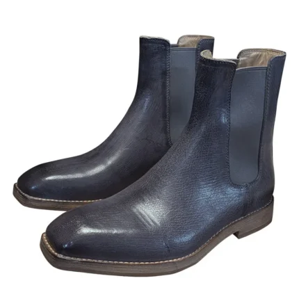 UNITYPUREMAX™ Handcrafted Men’s Genuine Leather Chelsea Boots – Dark Grey Square-Toe Ankle Boots 1