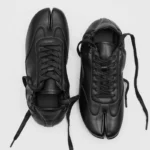 UNITYPUREMAX™ Women’s Tabi Split Toe Sneakers – Black Lace-Up Casual Split Leather Flats