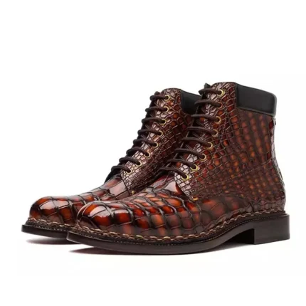 UNITYPUREMAX™ Men's Genuine Leather Ankle Boots – Brown Lace-Up Dress & Business Boots 1