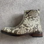 UNITYPUREMAX™ Men's Genuine White Python Leather Dress Boots – Handcrafted Goodyear Welted Statement Boots 3