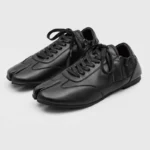 UNITYPUREMAX™ Women’s Tabi Split Toe Sneakers – Black Lace-Up Casual Split Leather Flats