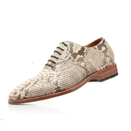 UNITYPUREMAX™ Men's White Genuine Snake Skin Oxford Shoes – Handcrafted Serpentine Leather Dress Shoes 2