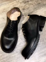 UNITYPUREMAX™ Men's Retro Goodyear Derby Shoes – Genuine Cowhide Leather Round Toe Lace-Up Block Heel Business Work Shoes 1