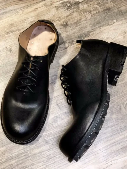 UNITYPUREMAX™ Men's Retro Goodyear Derby Shoes – Genuine Cowhide Leather Round Toe Lace-Up Block Heel Business Work Shoes 1