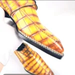 UNITYPUREMAX™ Men's Genuine Crocodile Skin Dress Shoes – Yellow Leather Lace-Up Formal Business Shoes 3