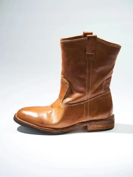 UNITYPUREMAX™ Women’s Genuine Horsehide Leather Mid-Calf Boots – Handmade Slip-On Platform Boots 1