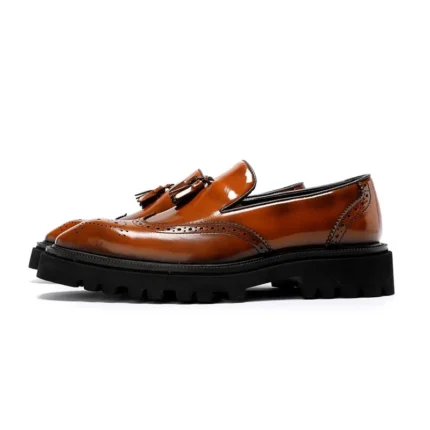 UNITYPUREMAX™ Men’s Genuine Cow Leather Tassel Loafers – Handmade Square-Toe Slip-On Dress Shoes 10