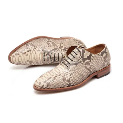 UNITYPUREMAX™ Men's White Genuine Snake Skin Oxford Shoes – Handcrafted Serpentine Leather Dress Shoes 1