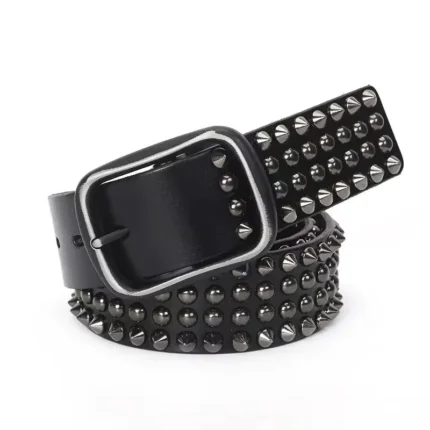 UNITYPUREMAX™ Men's Genuine Cowhide Studded Leather Belt – 3.8 cm Punk Rivet Jeans Belt 1