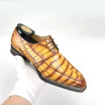 UNITYPUREMAX™ Men's Genuine Crocodile Skin Dress Shoes – Yellow Leather Lace-Up Formal Business Shoes 5