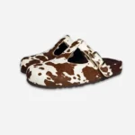 UNITYPUREMAX™ Women’s Genuine Horsehair Mules – Spotted Buckle Slip-On Flats with Covered Round Toe 5