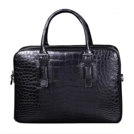 UNITYPUREMAX™ Men's Genuine Crocodile Skin Business Briefcase – Black Handbag with Detachable Shoulder Strap 3