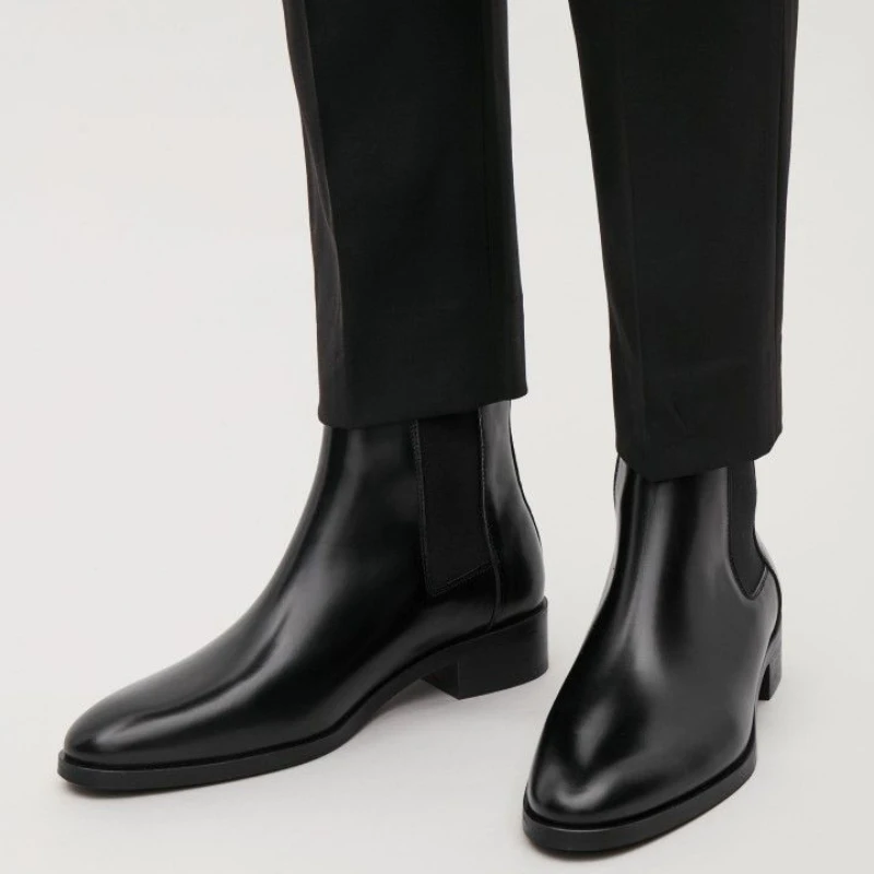 UNITYPUREMAX™ Men’s Genuine Cow Leather Chelsea Boots – Handmade Business Ankle Boots with Mid Heel 1 UNITYPUREMAX™ Men’s Genuine Cow Leather Chelsea Boots – Handmade Business Ankle Boots with Mid Heel 1