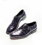 UNITYPUREMAX™ Men's Genuine Crocodile Skin Monk Strap Shoes – Blue Exotic Leather Dress Shoes 6