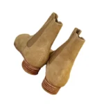UNITYPUREMAX™ Women’s Genuine Leather Split-Toe Ankle Boots – Khaki Slip-On Chelsea-Style Boots 4