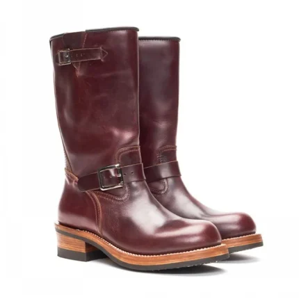UNITYPUREMAX™ Men’s Genuine Cow Leather Engineer Boots – Handmade Tall Slip-On Motorcycle Boots