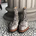 UNITYPUREMAX™ Men's White Snake-Pattern Cowhide Leather Dress Boots – Handcrafted Pointed-Toe Zip Ankle Boots 4
